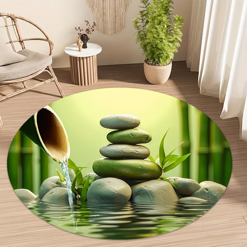 Spa Wellness Yoga - Zen Bambu Taş Su Akışı Yuvarlak