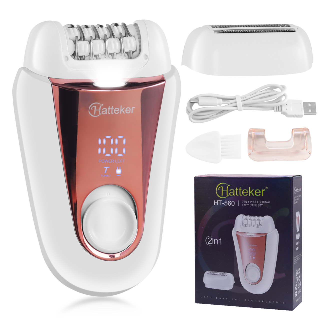 Epilator Wireless - Hatteker 2'si 1 Arada Şarj Edilebilir