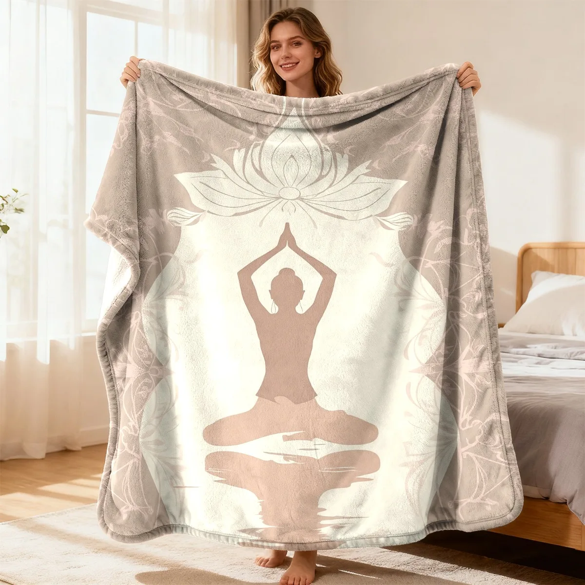 Spa Wellness Yoga - Lüks Yoga Lotus Meditasyon Battaniyesi Peluş