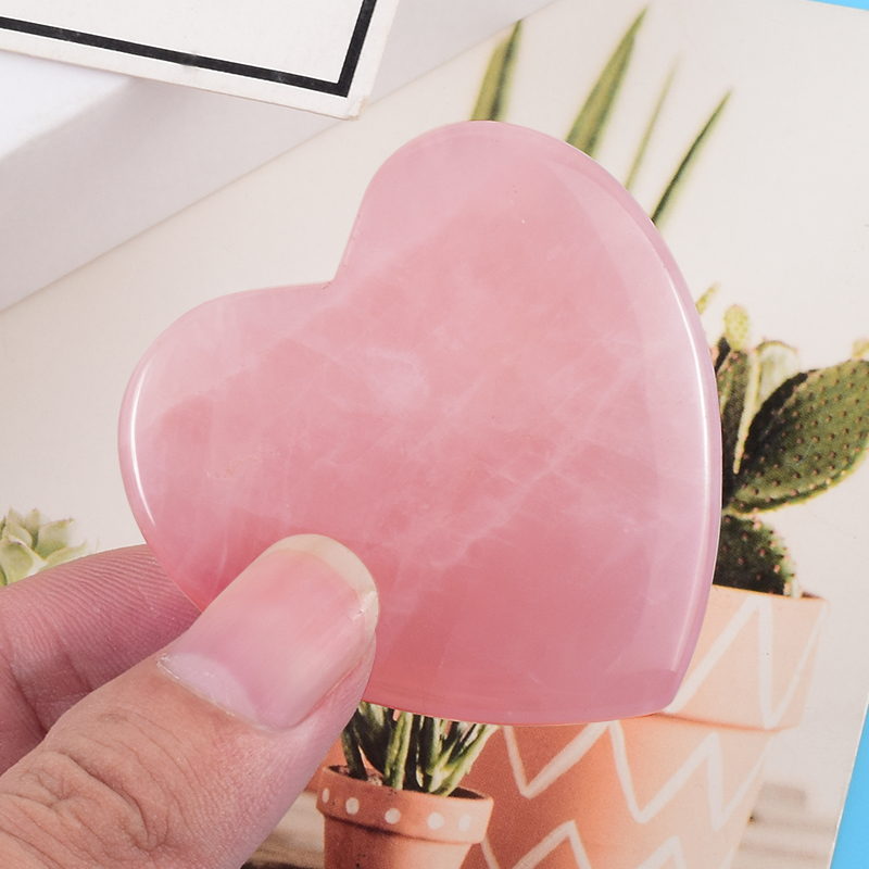 Gua Sha Tool Rose Quartz - Gül kuvars kalp şekli yüz bakımı