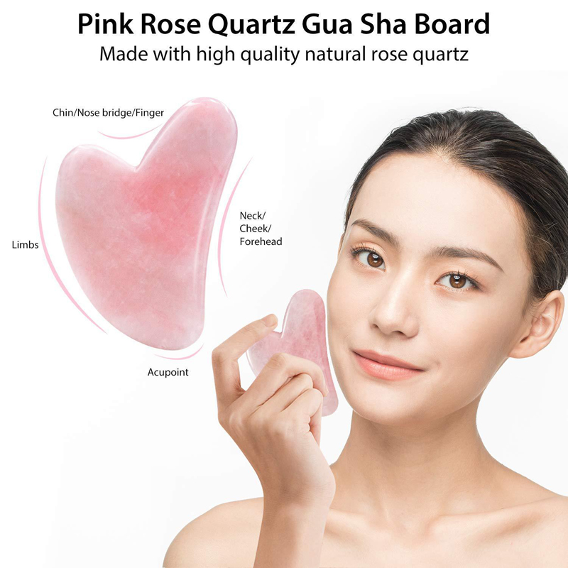 Doğal gül kuvars yeşim rulo Gu - Gua Sha Tool Rose Quartz incelemesi ve fiyatı